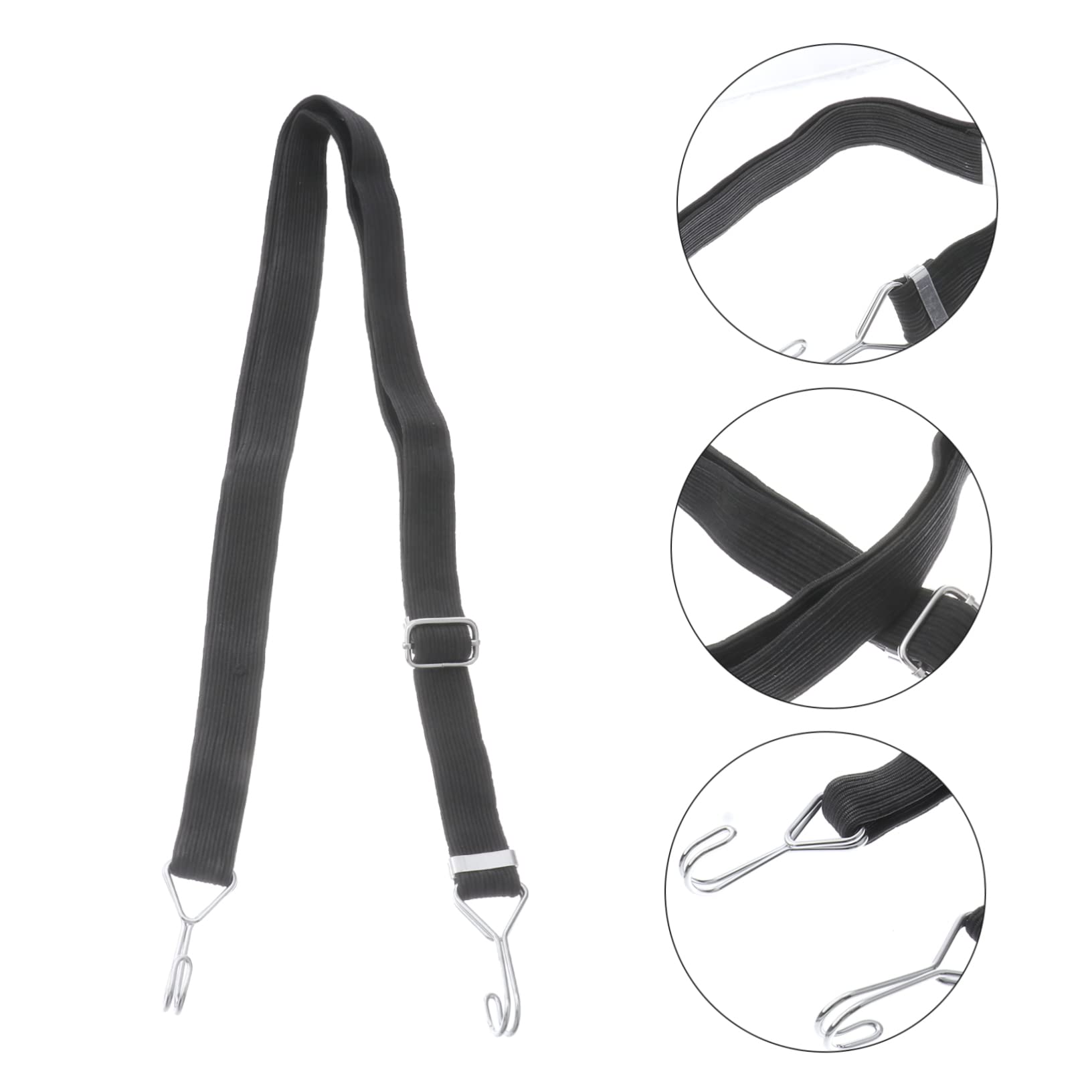 Corde d'attache pour Bagages Élastique Noire en Métal et Latex, Lot de 4 | Sangle Élastique de Chargement, Tendeurs Plats Élastiques Crochet, pour Scooters et Motos, Maintien du Bagage