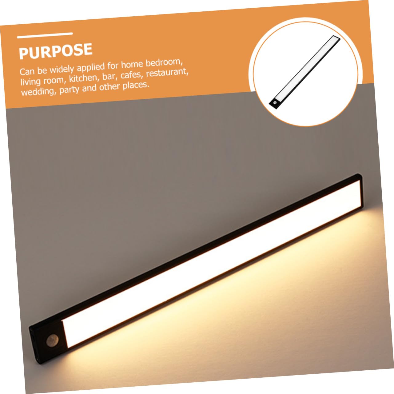 OUNONA Lampe LED Détecteur de Mouvement Intelligente, Rechargeable 800mah, Alliage D'aluminium Noir, Facile à Utiliser pour Chambre et Fête