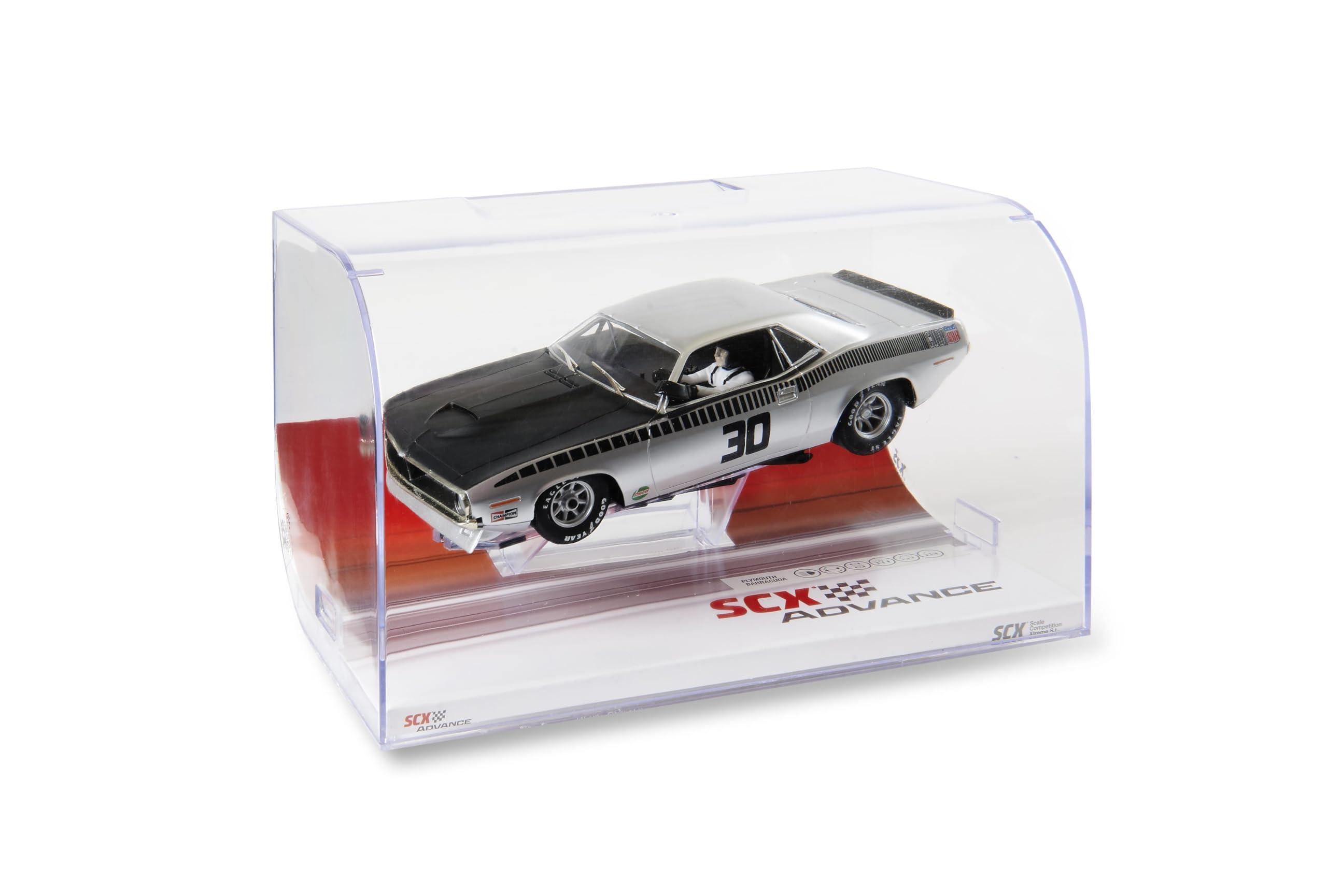 SCX - Vehículo de Carreras Advance - Coche Slot Escala 1:32 (Cuda-Silver)