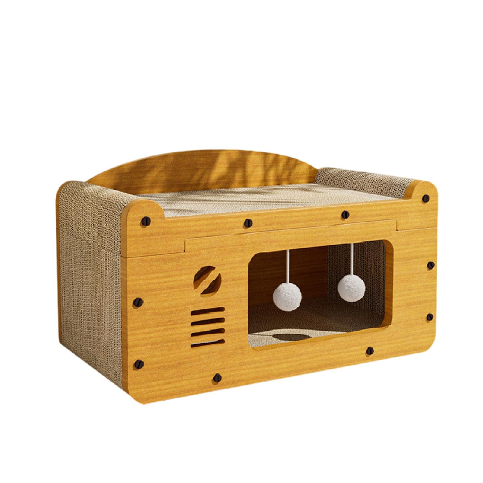 ????? Cat Scratcher House Kitten Toy Cozy Sturdy Lounge Bed Pet Cat House Hideout for Indoor Cats Sleeping Playing Exercising