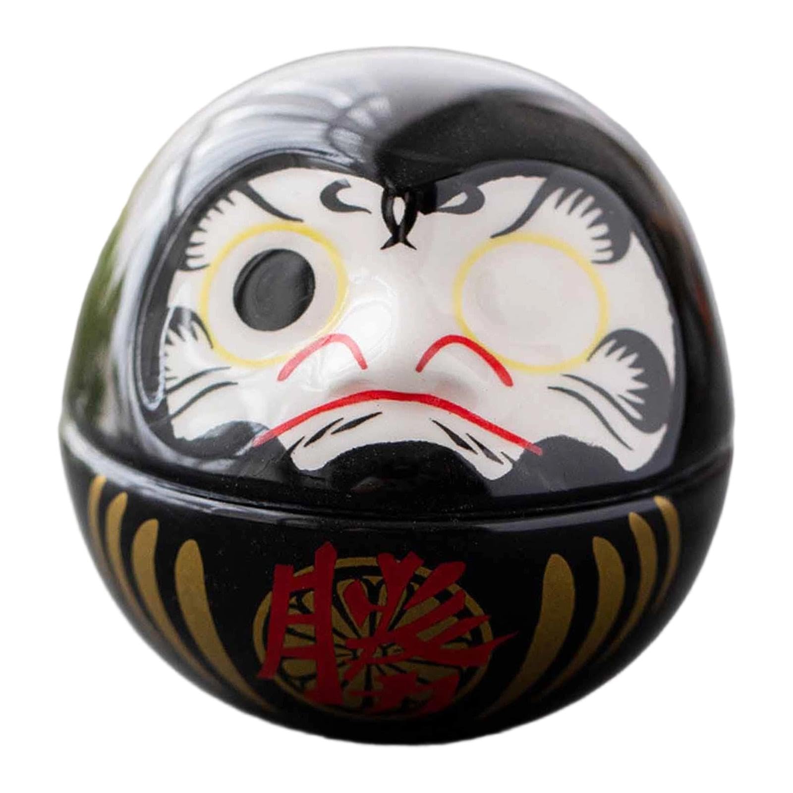 Cerámica Muñeca Daruma Pequeña Figurita en Miniatura Negro