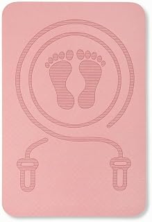 Anti Slip Floor Pad Exercise Mat Gym Pad Workout Mat Jump Rope Mat With Cushioned TPE And Noise Damping Design suitable for apartment gym planks floor exercises, Pink, 1.5 40 60cm