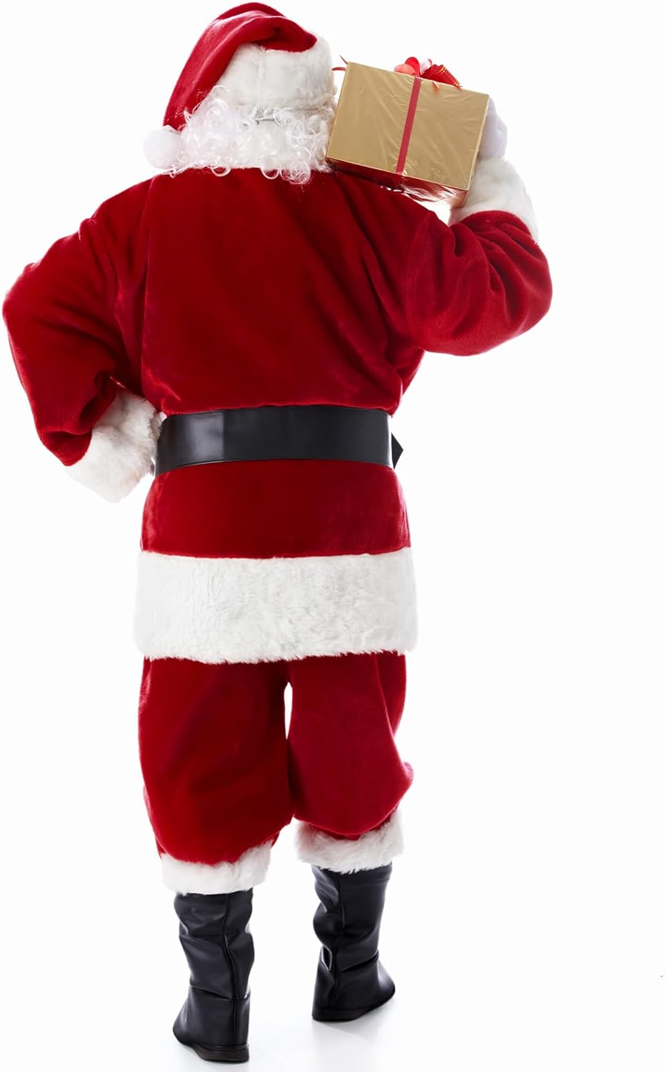 Christmas Santa Claus Costume for Men Adult 11 Pcs Deluxe Velvet Suit Outfit Xmas Santa Holiday Party Cosplay - Image 2
