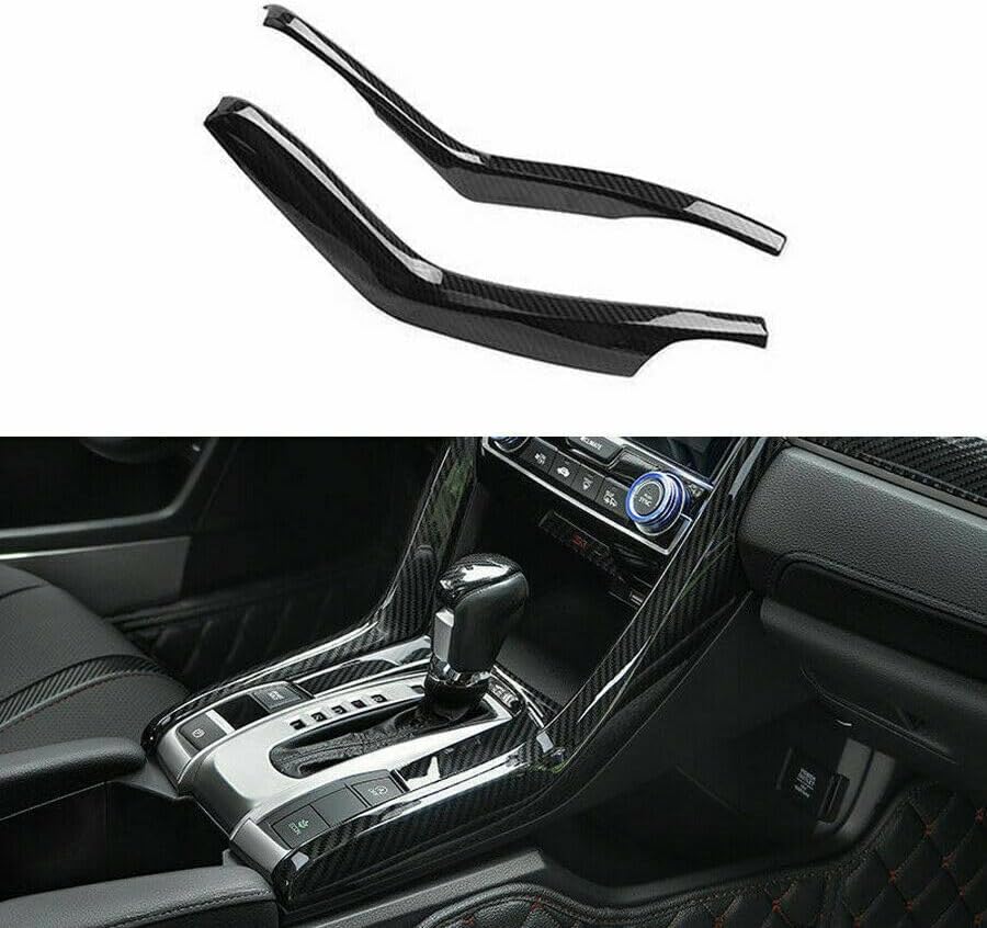 2Pcs Carbon Fiber Gear Shift Stripe Panel Cover Trim for Honda Civic 10Th 2016-2019