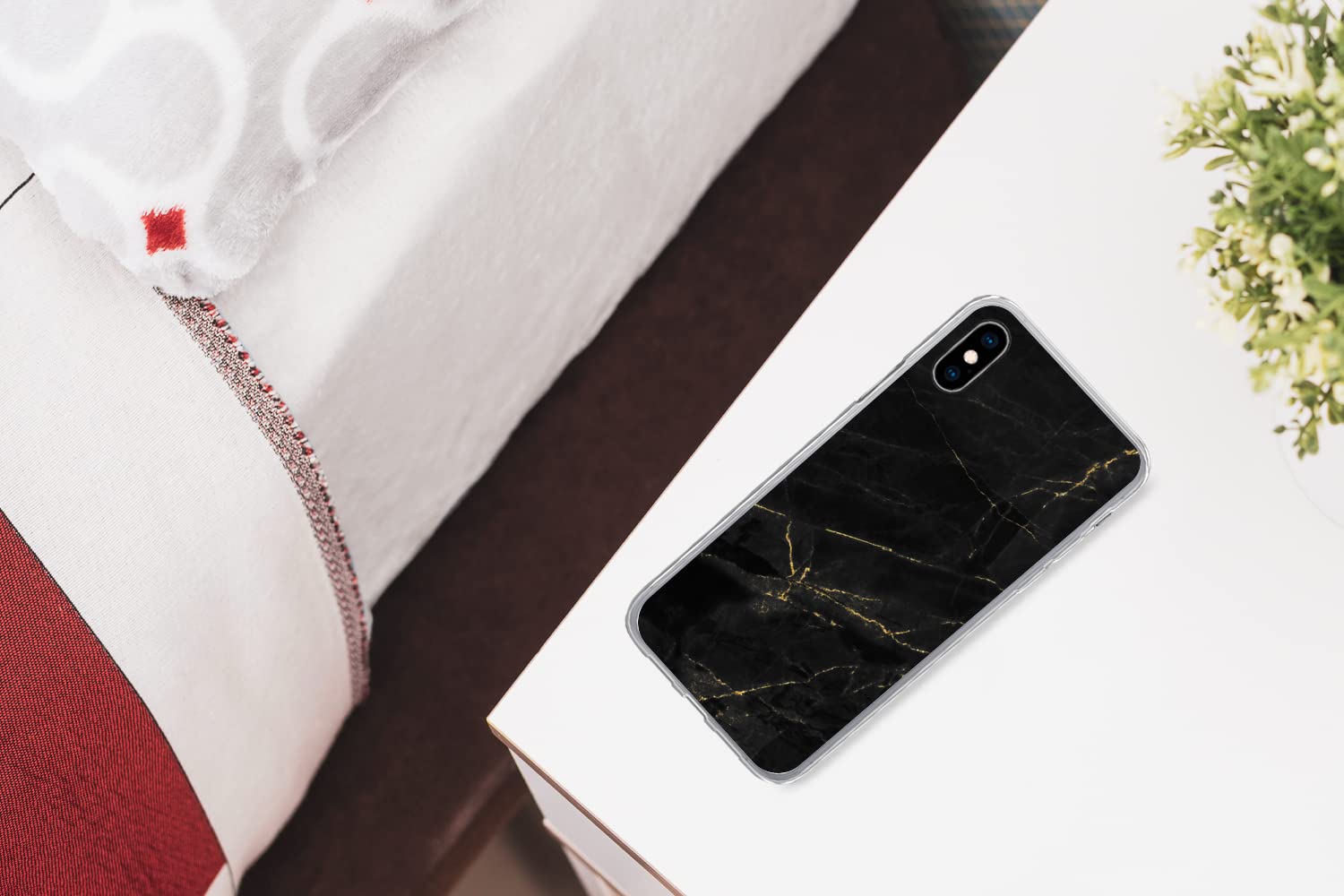 Funda para iPhone XS - Mármol - Negro - Oro - Chic - Aspecto mármol - Diseño - Funda de Silicona/Funda Blanda para teléfono móvil