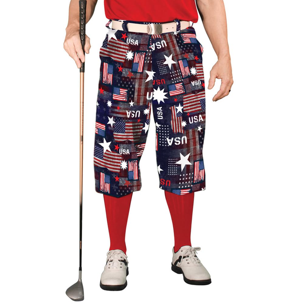 Golf Knickers Homeland Indepedence Day Microfiber (Plus Fours) for Men - Matching Cap Included - 38