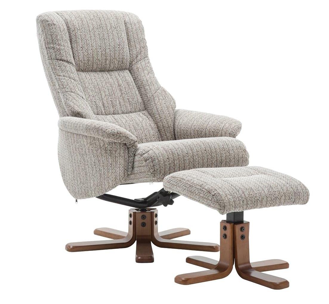 Global Furniture AllianceThe Florida Wheat Fabric Swivel Recliner Chair & Matching Footstool