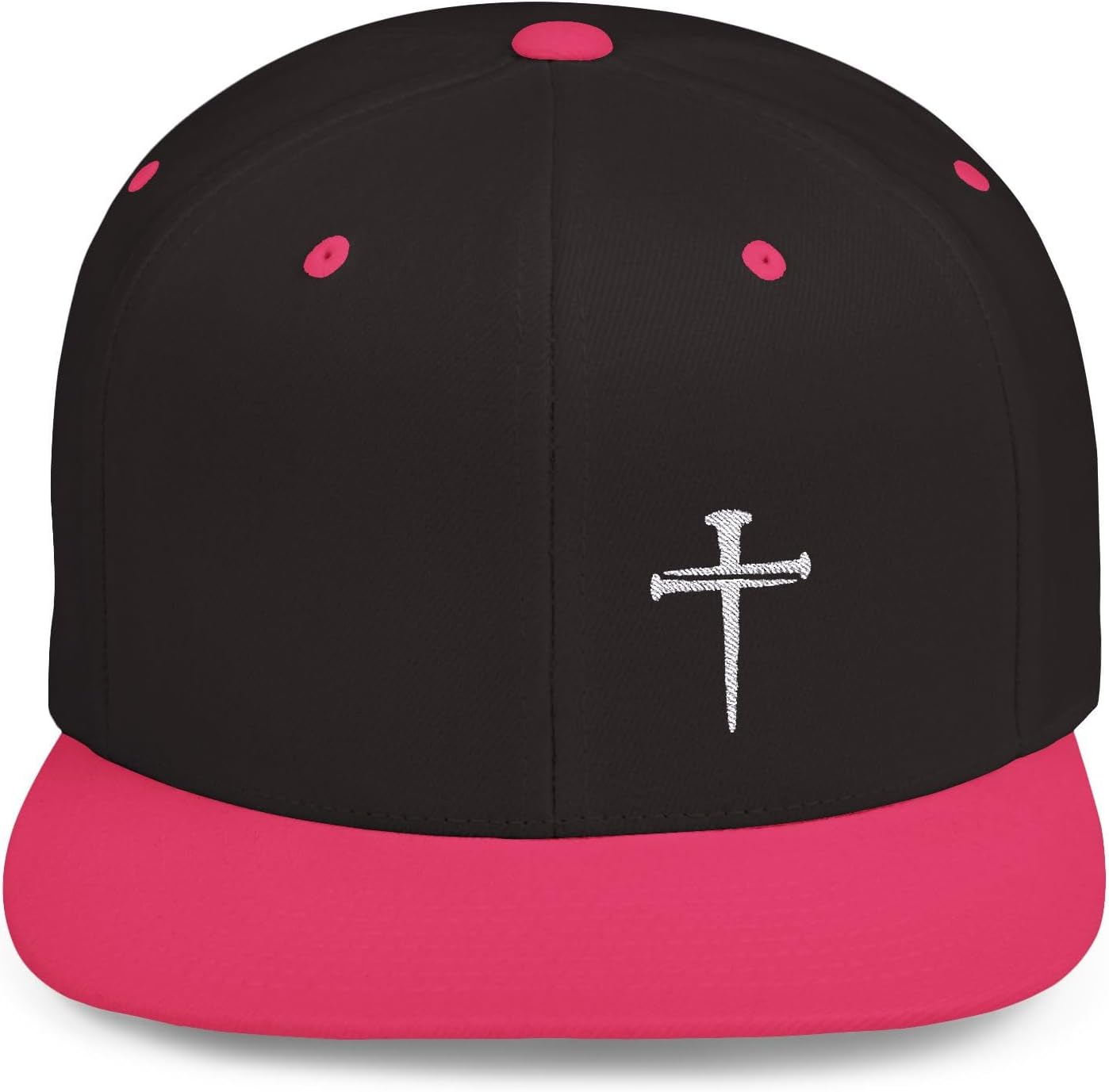 Nails Design Christian Cross Snapback Hat- Multiple Colors Religious Flat Bill Baseball Cap, Jesus Snapback