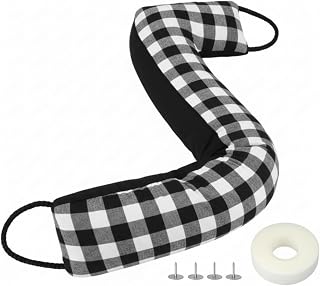 Pangda 1 Pcs 36 Inch Christmas Weighted Door Draft Stopper Buffalo Plaid Under Door Wind Blocker Sound Proof Weighted Draft Stopper for Xmas Winter (Buffalo Plaid,Black White)
