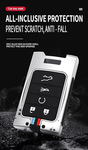 Miniatura 8 de ontto Protector de llavero apto para Cadillac ATS CTS DTS XTS SRX STS Escalade cubierta de llave de coche, plateado