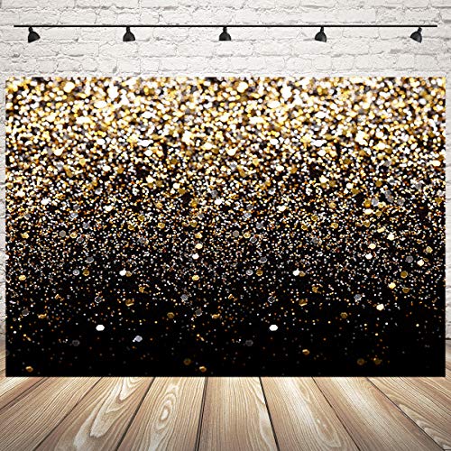 Buy Mocsicka Black and Gold Glitter Backdrop 7x5ft Golden Bokeh Sequin ...