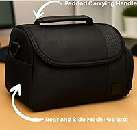 Vista 3 de Bolsa de transporte acolchada para cámara digital grande de lujo para cámaras DSLR Nikon, Sony, Pentax, Olympus Panasonic, Samsung y Canon