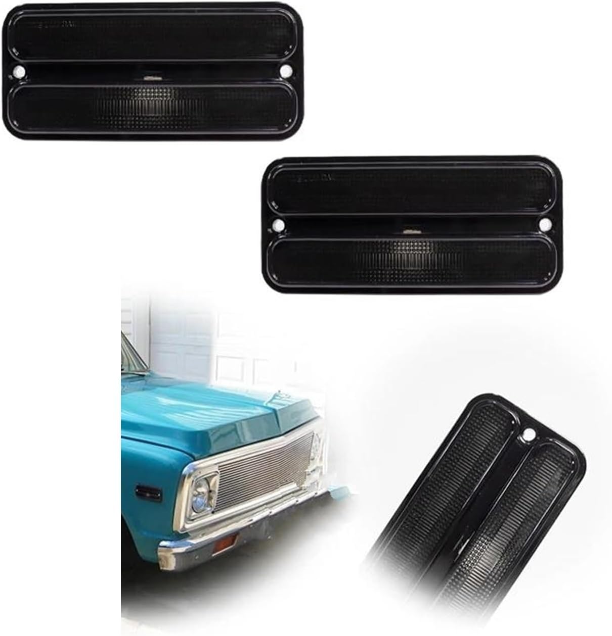 Car Front/Rear Side Marker Light Cover Housings Kit For Chevy For GMC Pickup Trucks 1968-1972 No Bulb/Socket Side Indicator