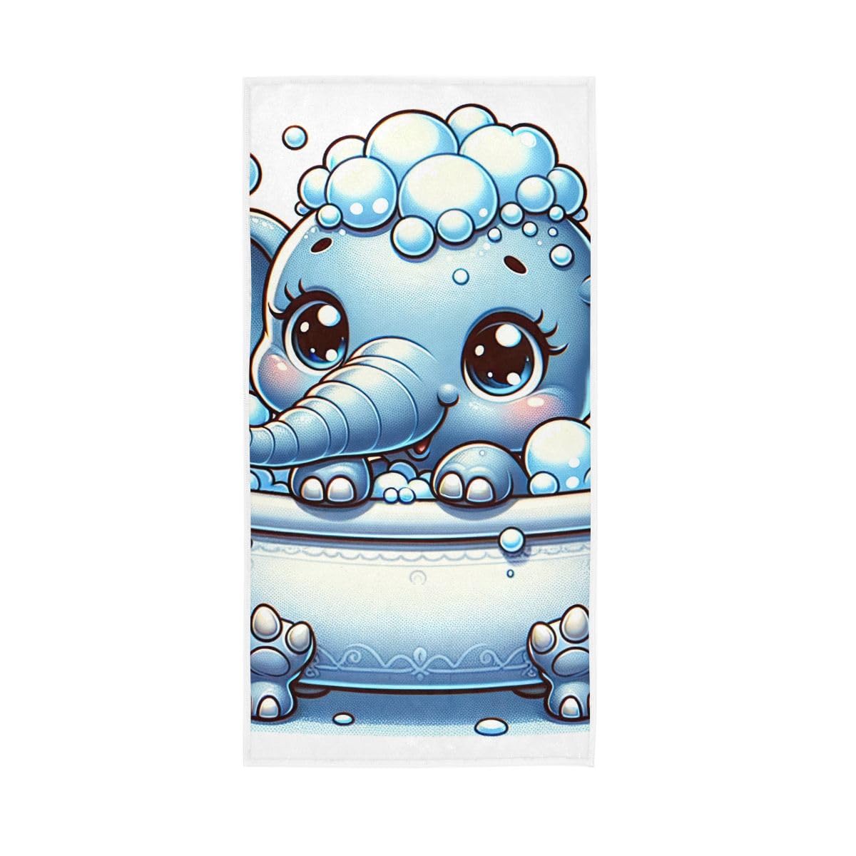 LSRCPD Cute Elephant Taking Bath Bathroom Hand Towels Decorative, Hand Towels for Bathroom, Travel, Camp, Hotel, Spa 15 x 30 Inches
