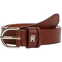 Tommy Hilfiger Donna Cintura Essential Effortless 2,5 cm Cintura in Pelle, Marrone (Winter Cognac), 70 cm