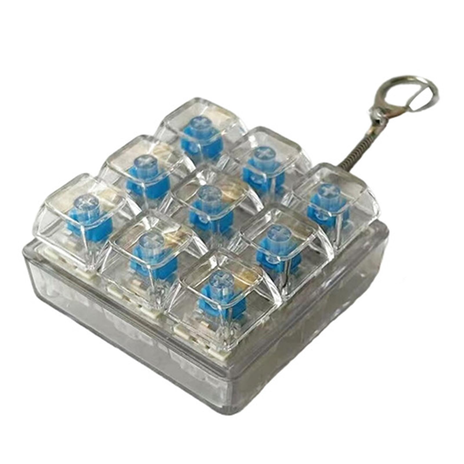 matumou Mechanical Keyboard Keychain Pendant Stress Relief Toy with Tactile Click Sound Transparent Light Buttons Portable Keychain