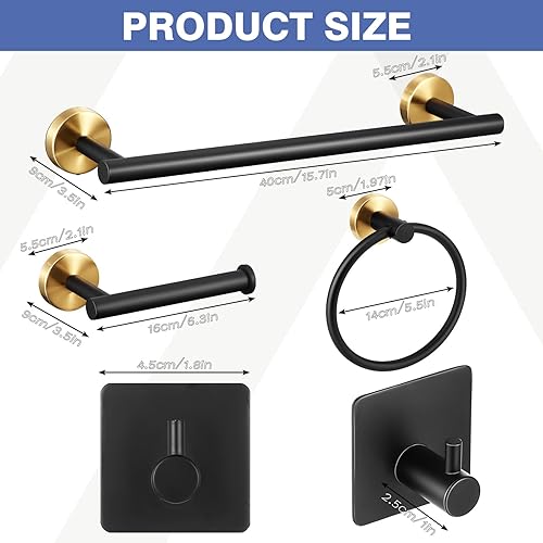 Miniatura 2 de Juego de 10 piezas de accesorios de baño mate SUS304 Juego de colgadores de baño de 16 pulgadas, soporte para toallas de mano, soporte para papel