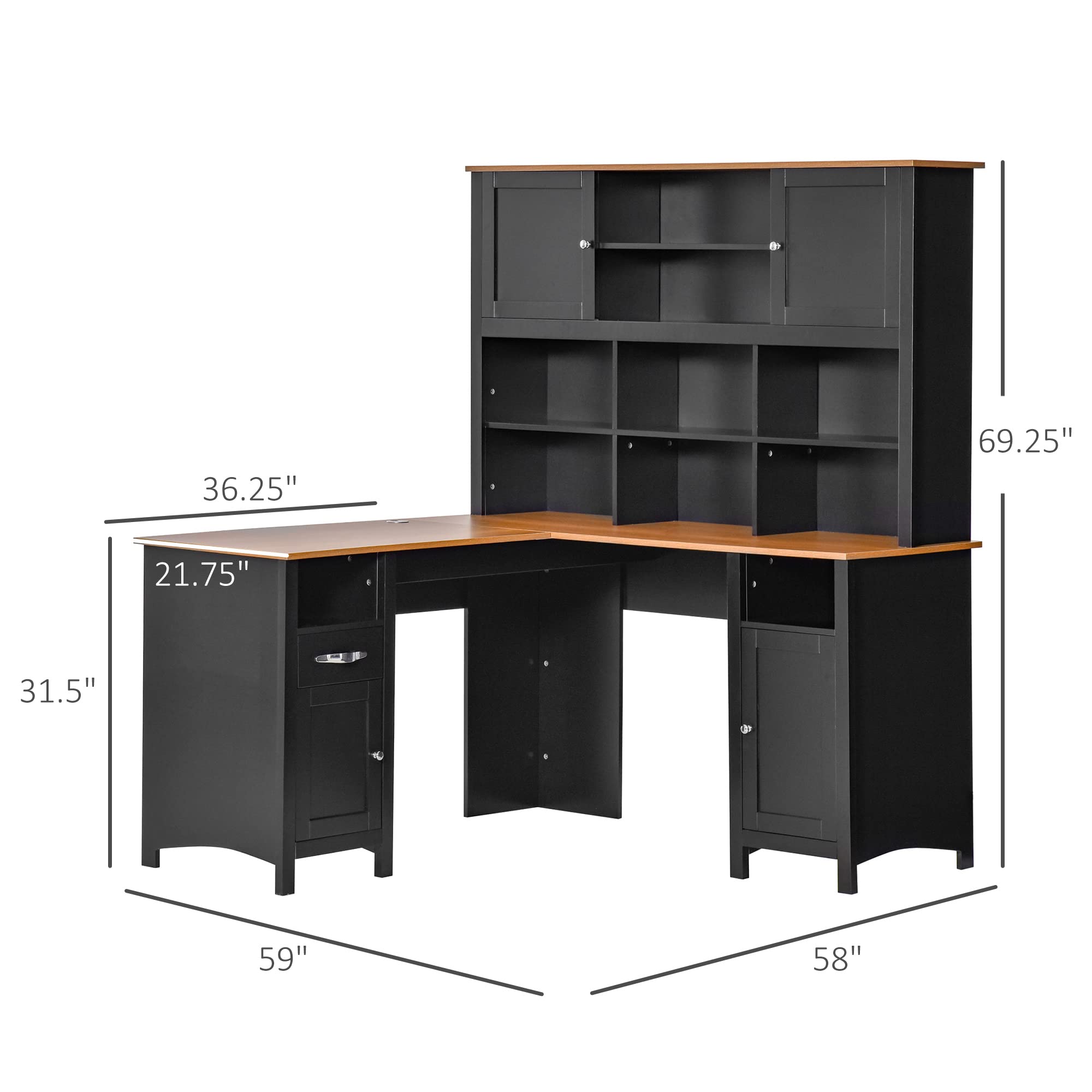 Amazon.com: HOMCOM L Shaped Computer Desk with Hutch, 59