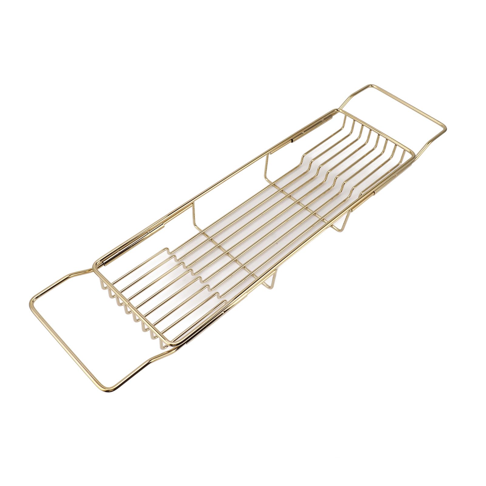Rejilla para Bañera de Mármol y Metal, Bandeja Extensible Antideslizante con Diseño Multifuncional para Uso en Bañera y Cocina, Acero Inoxidable Mármol (Oro Verde)
