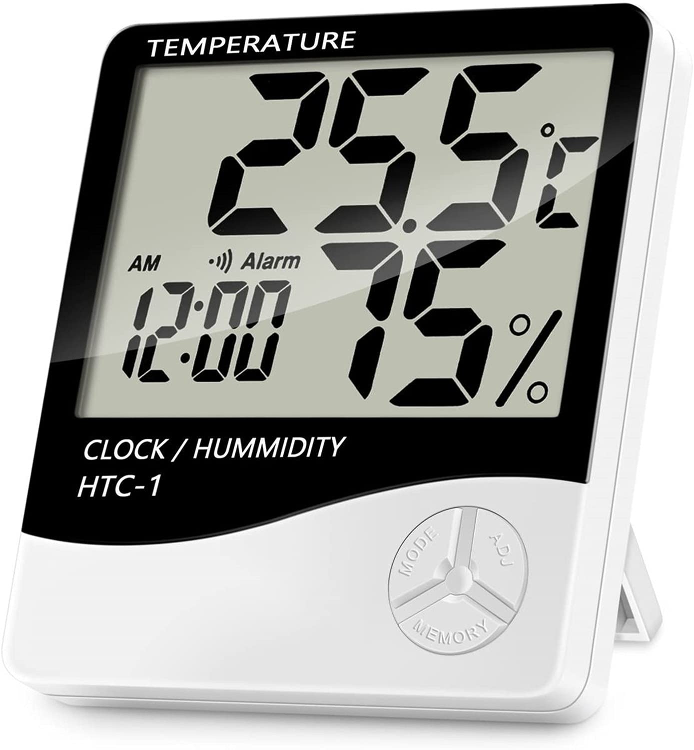 LCD Electronic Digital Temperature Humidity Meter Home Indoor Outdoor Thermometer Hygrometer Weather Station Clock HTC-1