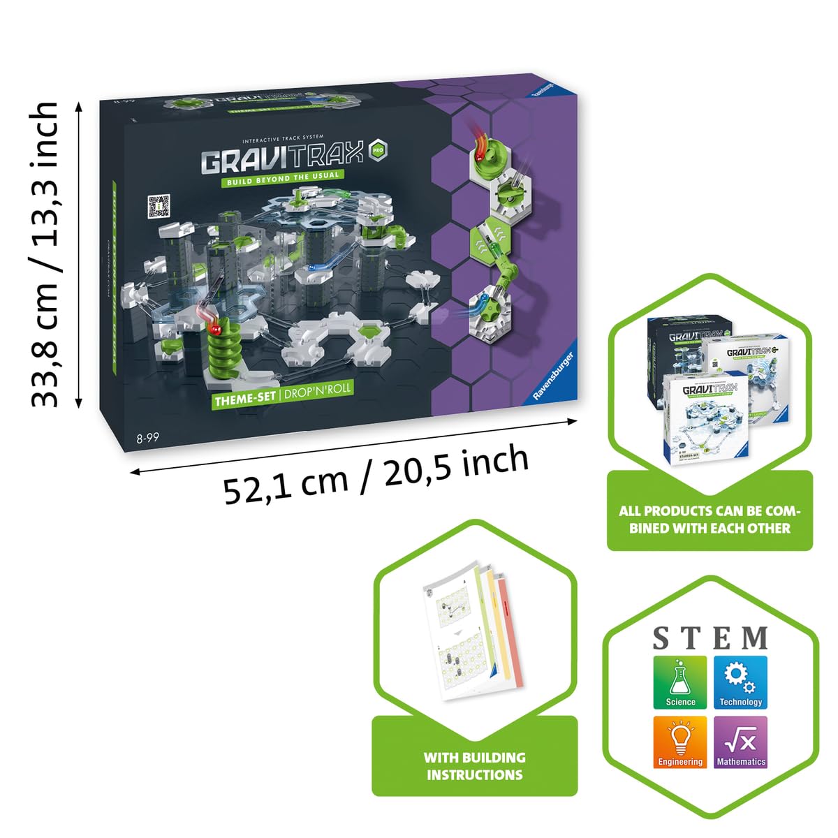 Ravensburger - Gravitrax Pro Set Drop n' Roll | Circuito Canicas con 190 Piezas | Rompecabezas Niños con Canicas | Juegos para Niños De 8 Años | Juegos Mesa Compatibles con Todos Los Gravitrax