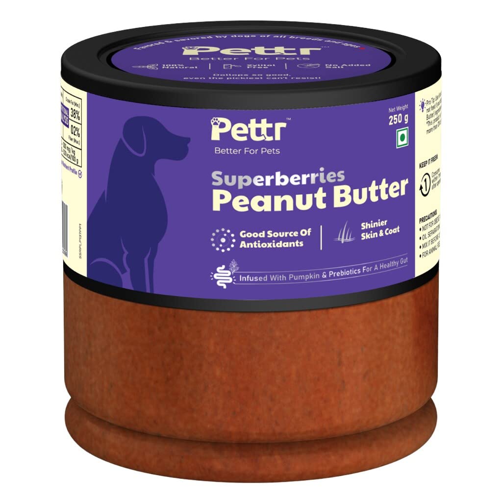 Pettr Superberries Peanut Butter for Dogs, 250g - Treats for Training Adult Small Puppy