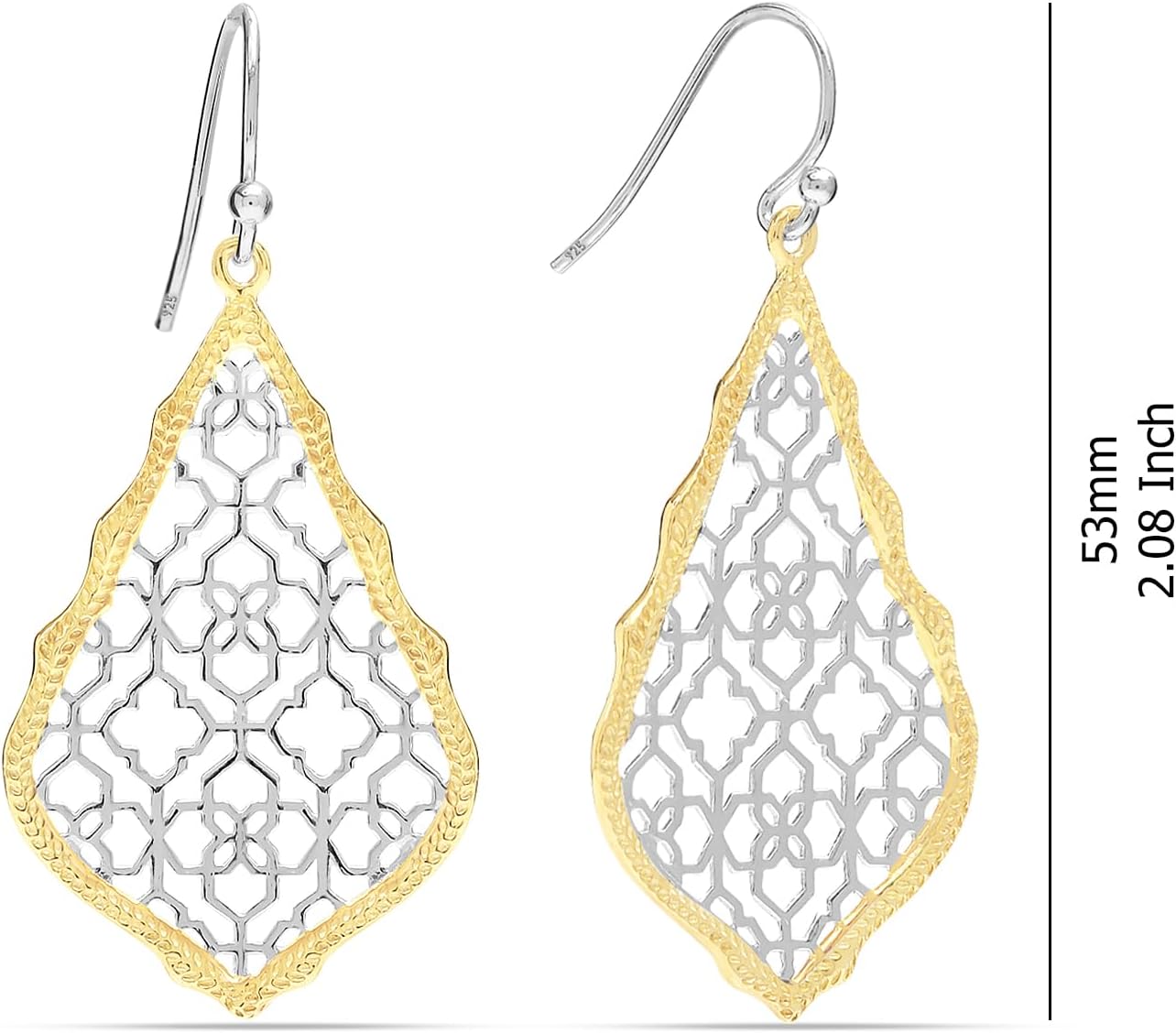 LeCalla 925 Sterling Silver Teardrop Drop Earrings for Womens | Lightweight Italian Minimalist Teardrop Filigree Earrings | Filigree Circle Drop Dangle Earrings for Women Birthday Gift