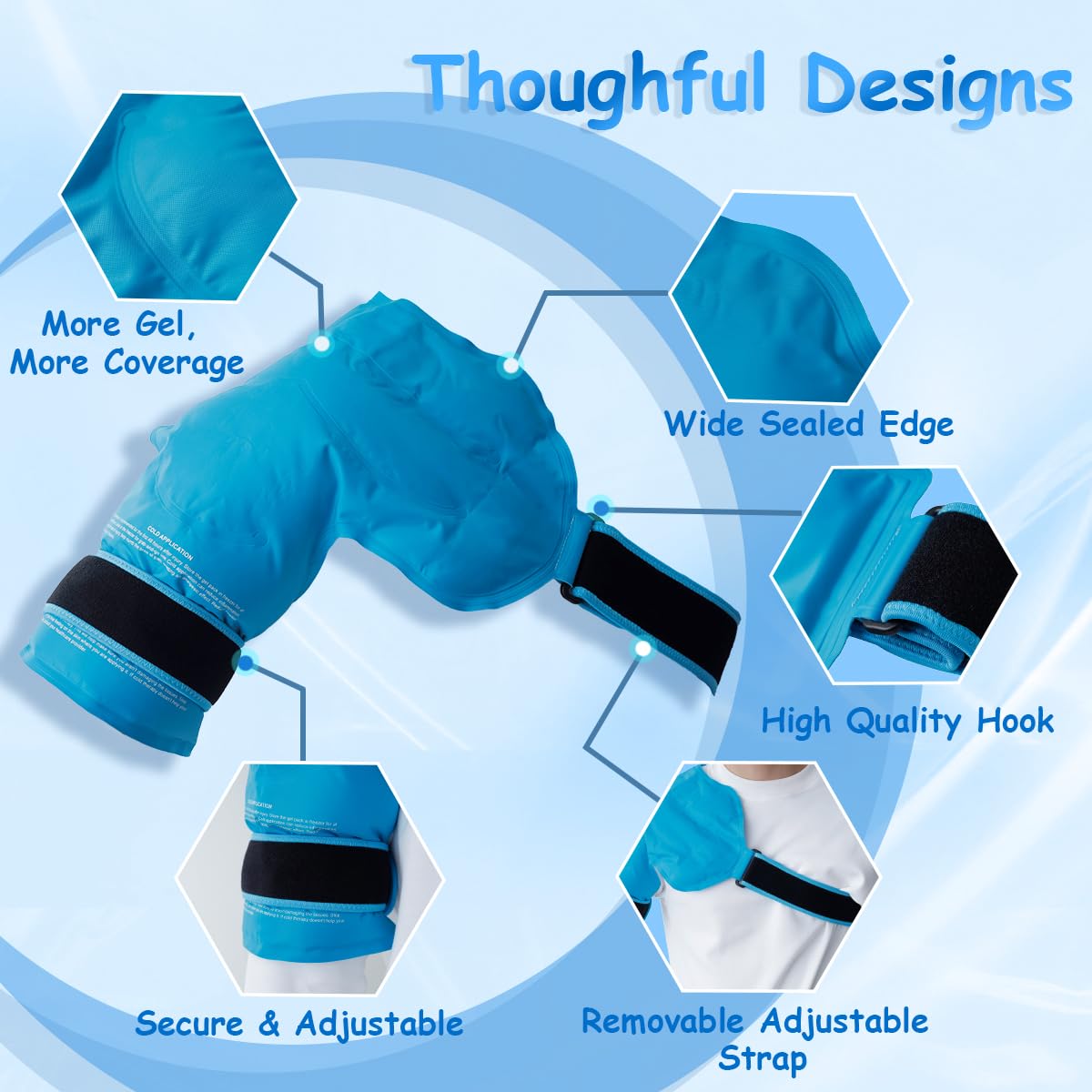 King Mills Plus Size Rotator Cuff Shoulder Brace with Big Ice Pack, Ergonomically Designed as Shoulder Impingement Brace or Wraps for Pain Relief and Surgery Recovery