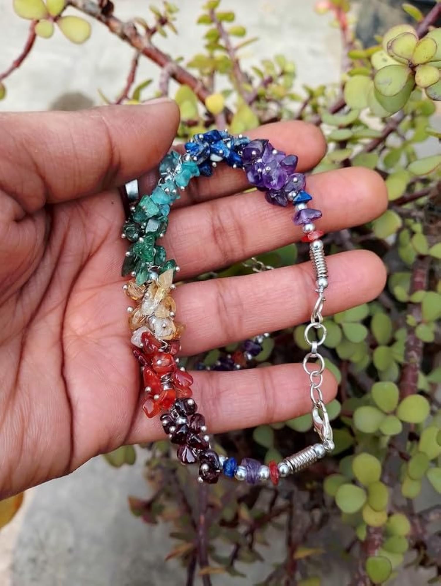 7 Chakra Chip Crystal Bracelets Combo Set, Mindblowing Gift