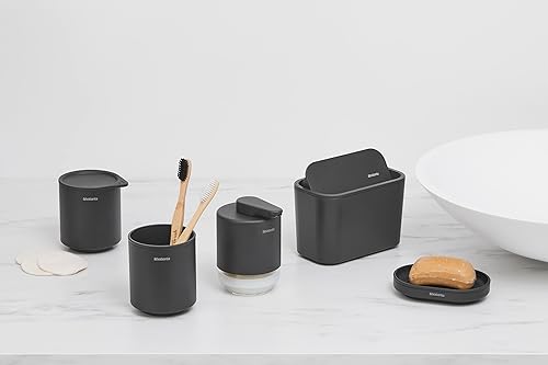 Miniatura 7 de Brabantia MindSet - Cubo de basura pequeño para baño (gris oscuro) Contenedor higiénico con tapa abatible para desechar cosméticos usados,