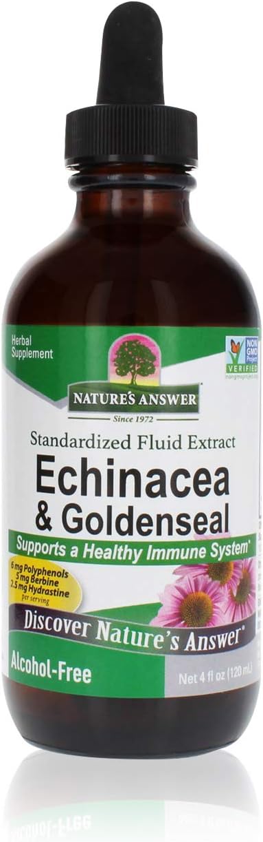 Nature's Answer Enchinacea & Goldenseal | Supports a Healthy Immune System | Super Concentrated Pure Extract | Alcohol-Free, Gluten-Free, Vegan & Kosher Certified 1oz : Health & Household