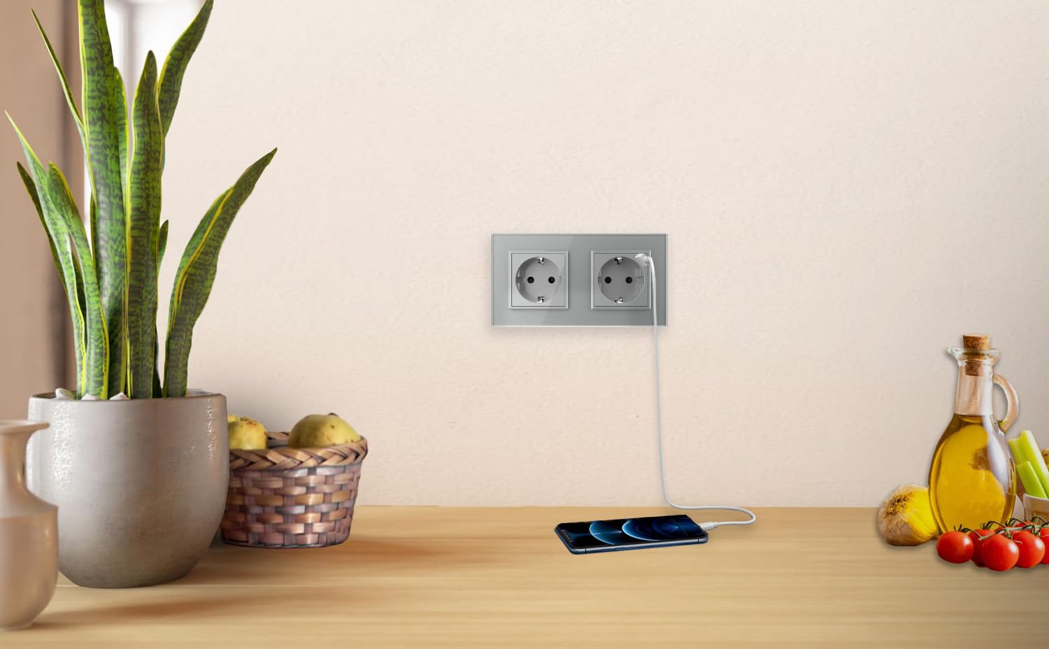 LIVOLO USB-C Steckdose Modul 18W in Weiß Schuko USB Anschluss TYP C für Schnellladekabel Ladegerät Kindersicherung Schutzkontaktsteckdose Unterputz FCTF16A.UC18W-2WP