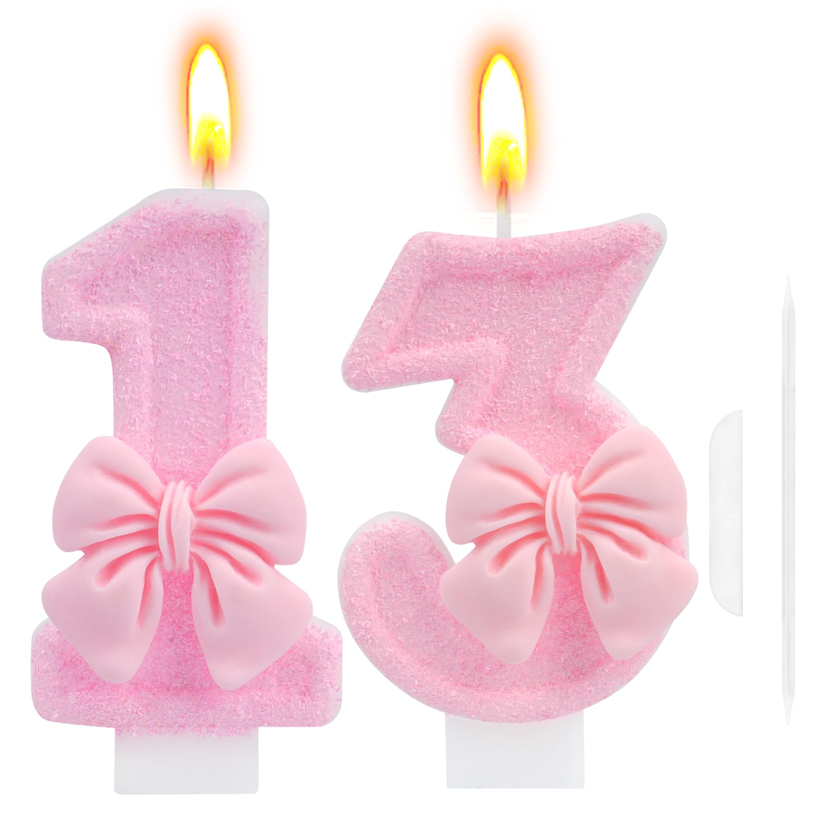 13st Birthday Cake Topper, Pink Butterfly Happy Birthday Candle, Number 13 Candles, Glittering Cake Toppers Candles for Girls Theme Party Family Gathering Decorations(Number 13)