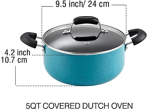 Vista 27 de Cook N Home Juego de sartenes antiadherentes de 3 piezas, 8, 9.5, 11 pulgadas, sartén de cocina para saltear compatible con inducción, turquesa