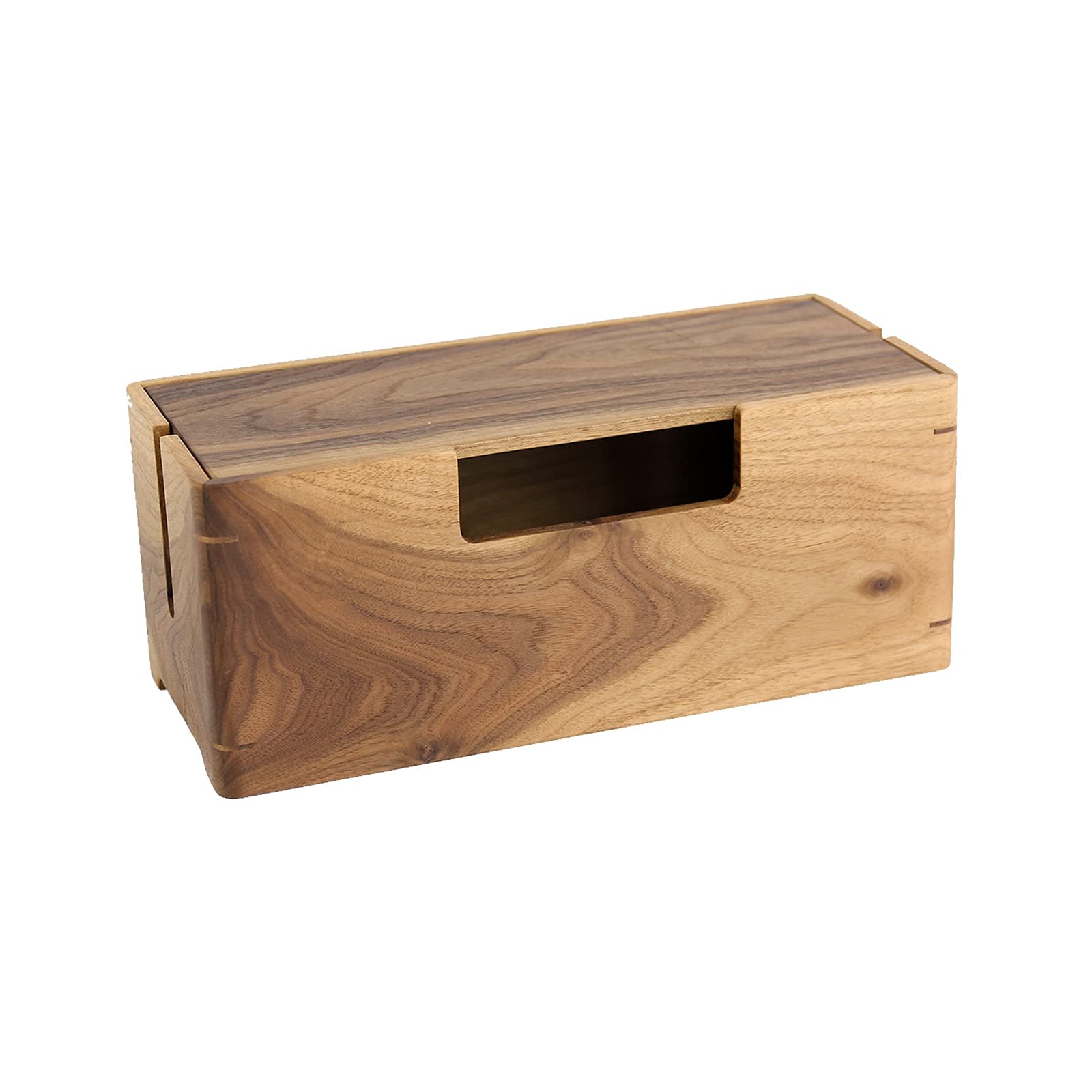 Kabelmanagement-Box Holz-Kabel-Organizer-Box Desktop-Aufbewahrung Steckdosenleiste Anti-Staub-Box Kabel-Organizer für Kabel- und Kabelmanagement, Überspannungsschutz und Kindersicherheits-Kabelbox K