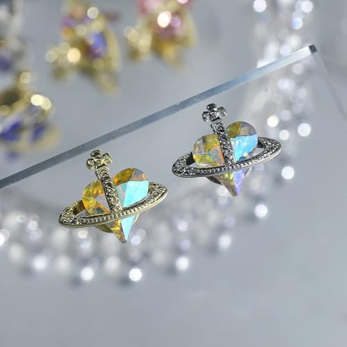 Miniatura 3 de Joyas de uñas de cristal de corazón brillante con diamantes de imitación en forma de corazón, accesorios de arte de uñas de bricolaje (14 unidades)