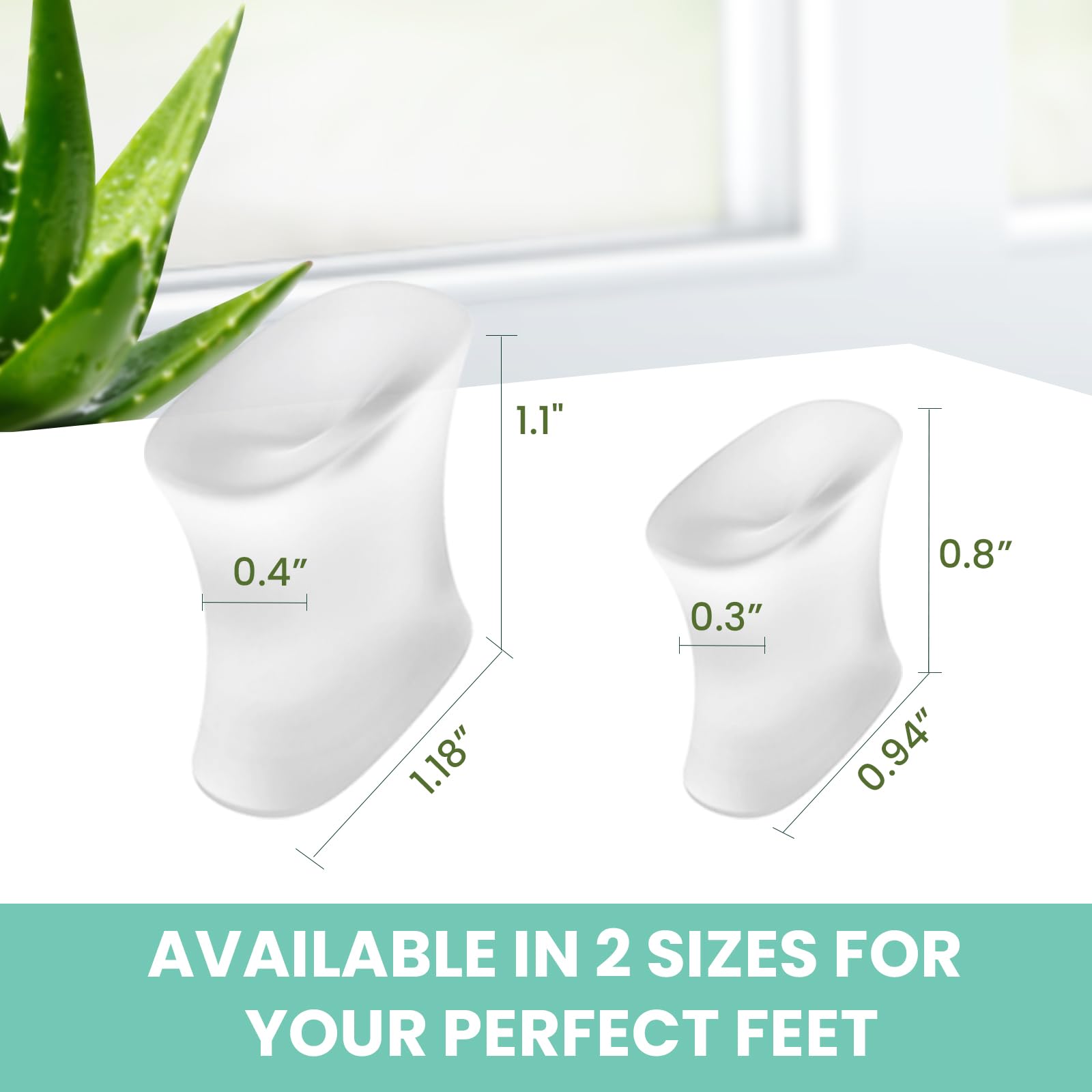Welnove - Distanziatori per dita dei piedi in gel aggiornato - Confezione da 8 pezzi con estratto di Aloe Vera e silicone per raddrizzare le dita dei piedi sovrapposte(Multi-Size, Clear)