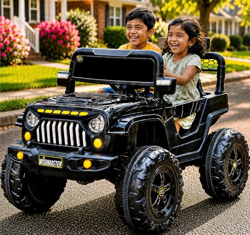 Image of Wishmaster Electric Ride-On SUV - Stylish Off-Road Adventure Car for Kids with LED Lights, Music, Remote & Manual Drive | Music Player