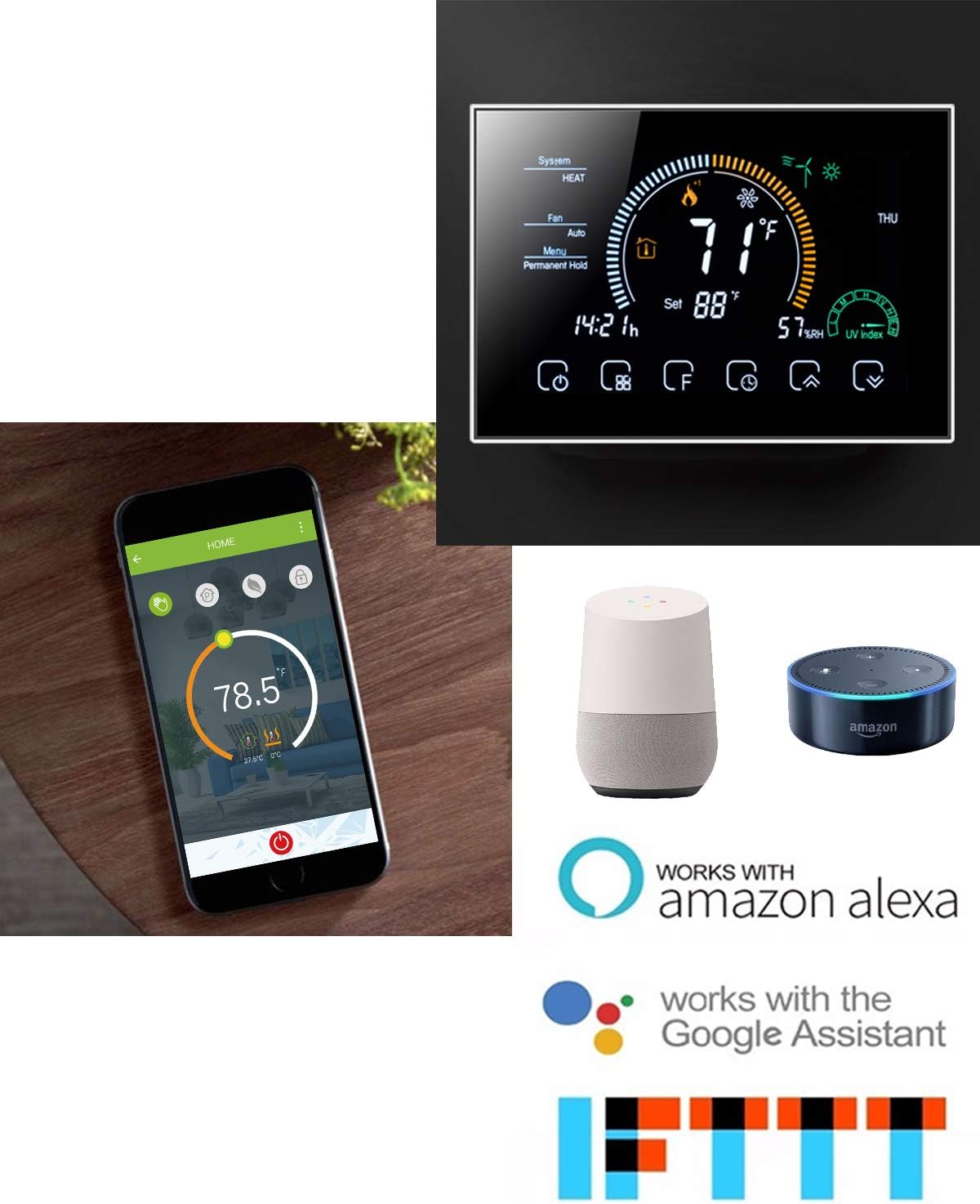 π₯ Flash Sale BecaSmart WI-FI Thermostat - Compatible Heat Pump and Air Conditioning Touch Programming Control - Suitable for Mobile Phone Remote Control Work with Alexa,Google Home,IFTTT (8000 Serise, Black) Limited Stock BecaSmart WI-FI Thermostat - Compatible Heat Pump and Air Conditioning Touch Programming Control - Suitable for Mobile Phone Remote Control Work with Alexa,Google Home,IFTTT (8000 Serise, Black)