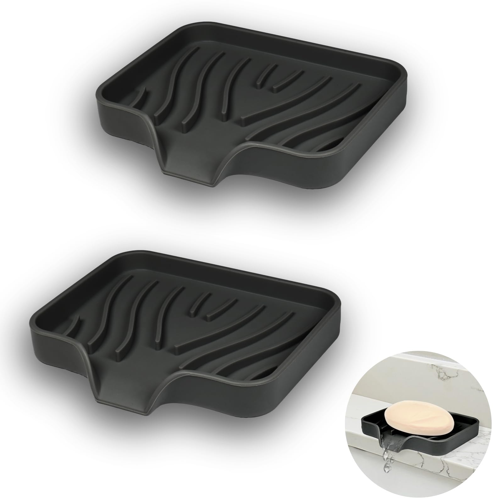 lot de 2 porte-savons silicone drainant