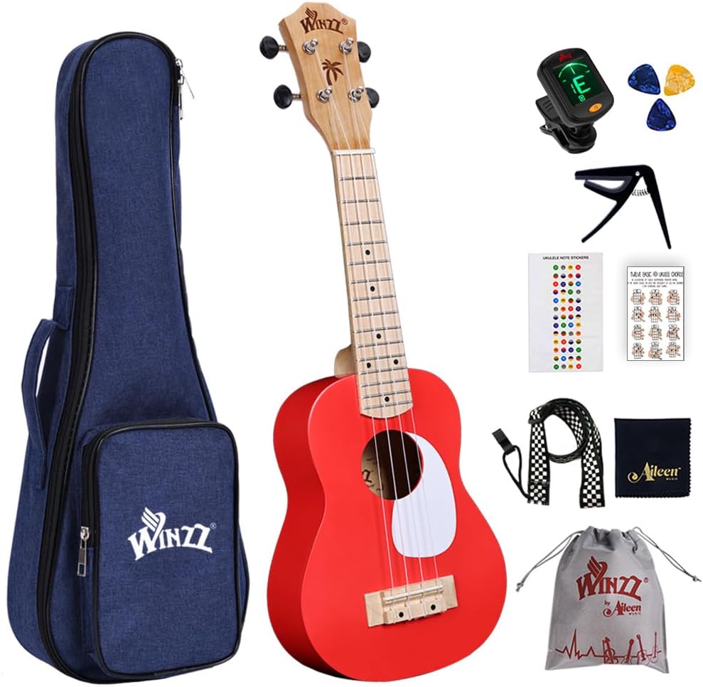 Winzz 21Ukulélé Soprano Débutants Enfants Adultes, Couleur Unique