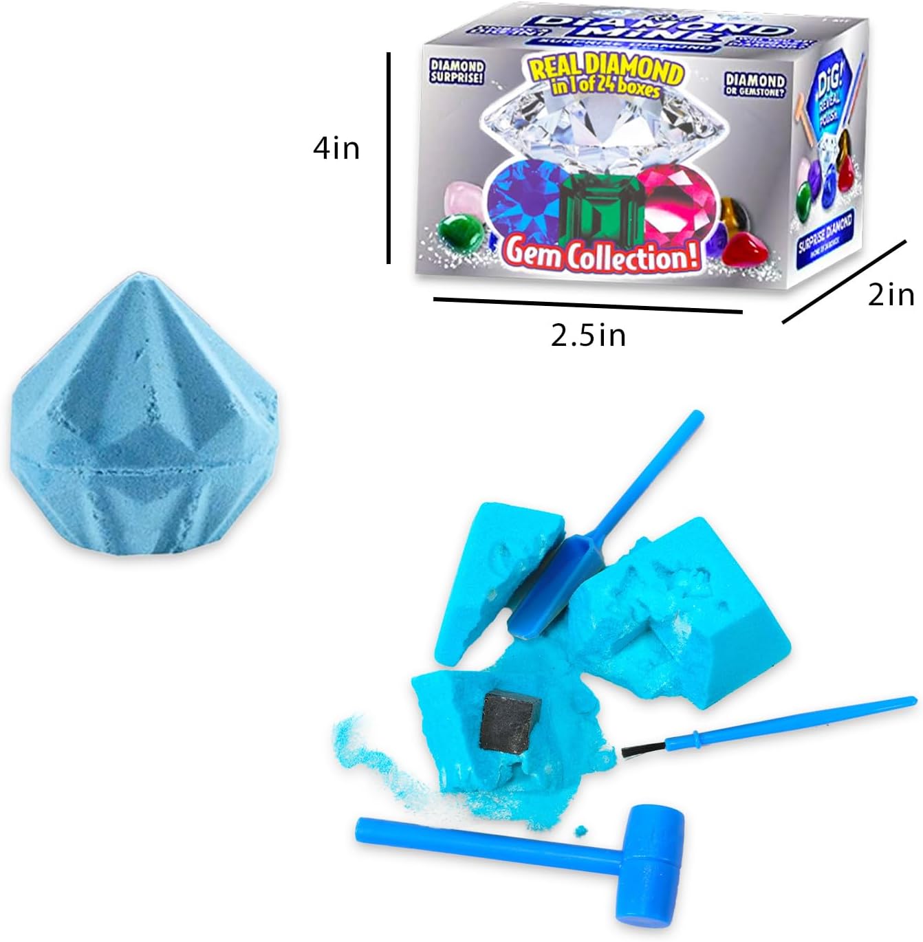 Diamond Dig Kit with tools and dimensions
