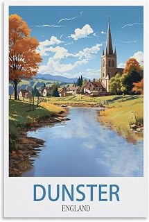 XWYMXZ Dunster City Vintage Travel Poster Tree 12x18inch(30x45cm) Modern Canvas Wall Art Posters for Living Room Decor Paintings for Home Decoration