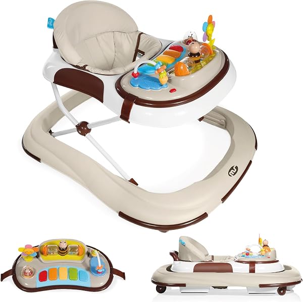 Ms - Andador Bebe con Base Antivuelco y Protector Marcos y puertas- Incluye Bandeja De Sonidos Y Juegos- Ruedas de silicona- Acabado en Mate - 1