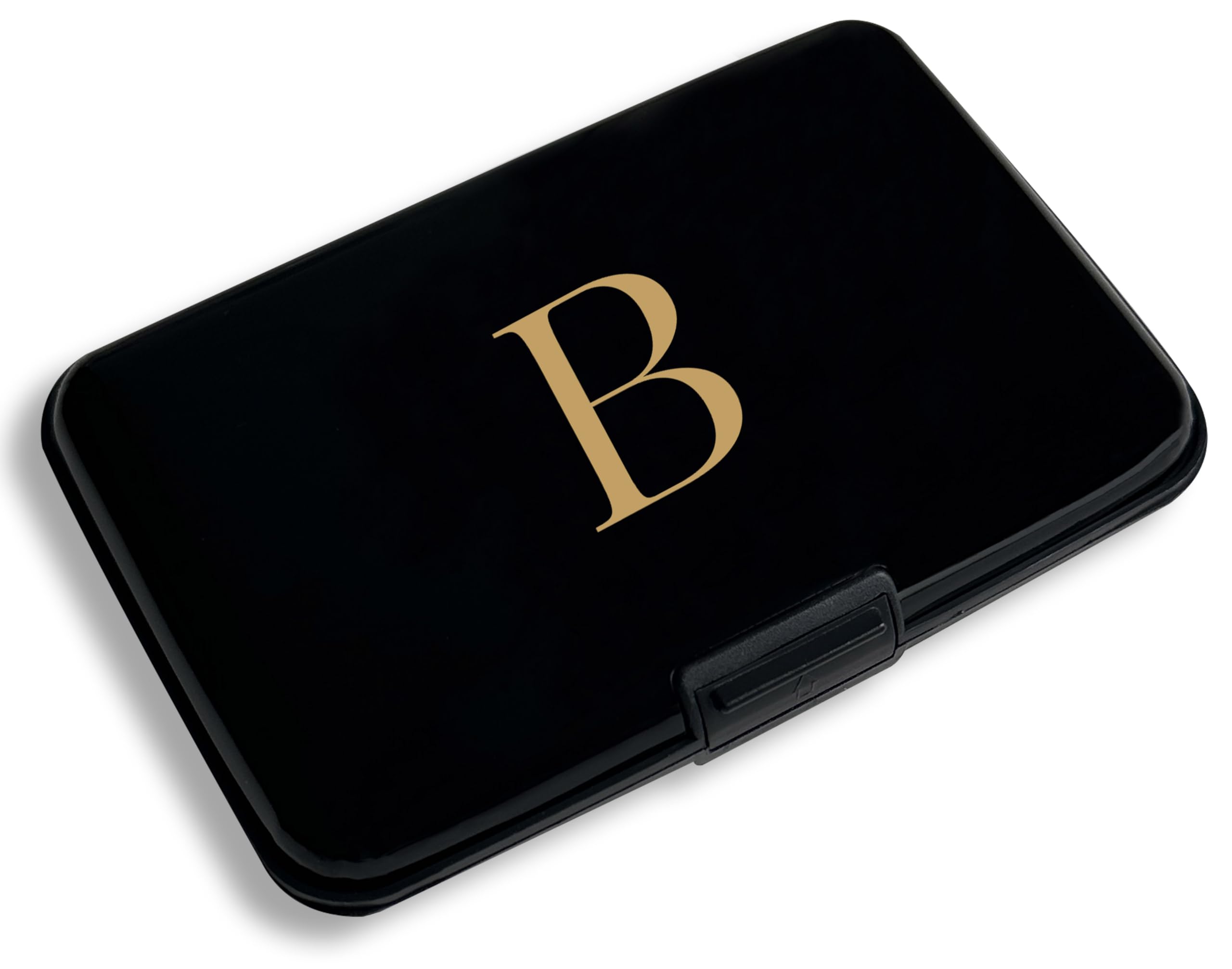 Rykitop Initial Letter Credit Card Holder,RFID Blocking ID Card Case Business Metal Slim Mini Aluminum Wallet for Men Women (Letter B)