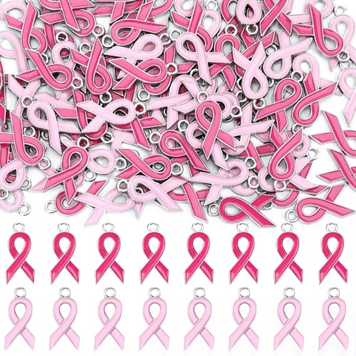 MARFOREVER 120 Pcs Breast Cancer Awareness Charms for Jewelry Making