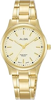 ساعة يد ستاندرد من الفولاذ المقاوم للصدأ بمينا مضيئة للنساء البا موديل ARX036X تناظري ذهب