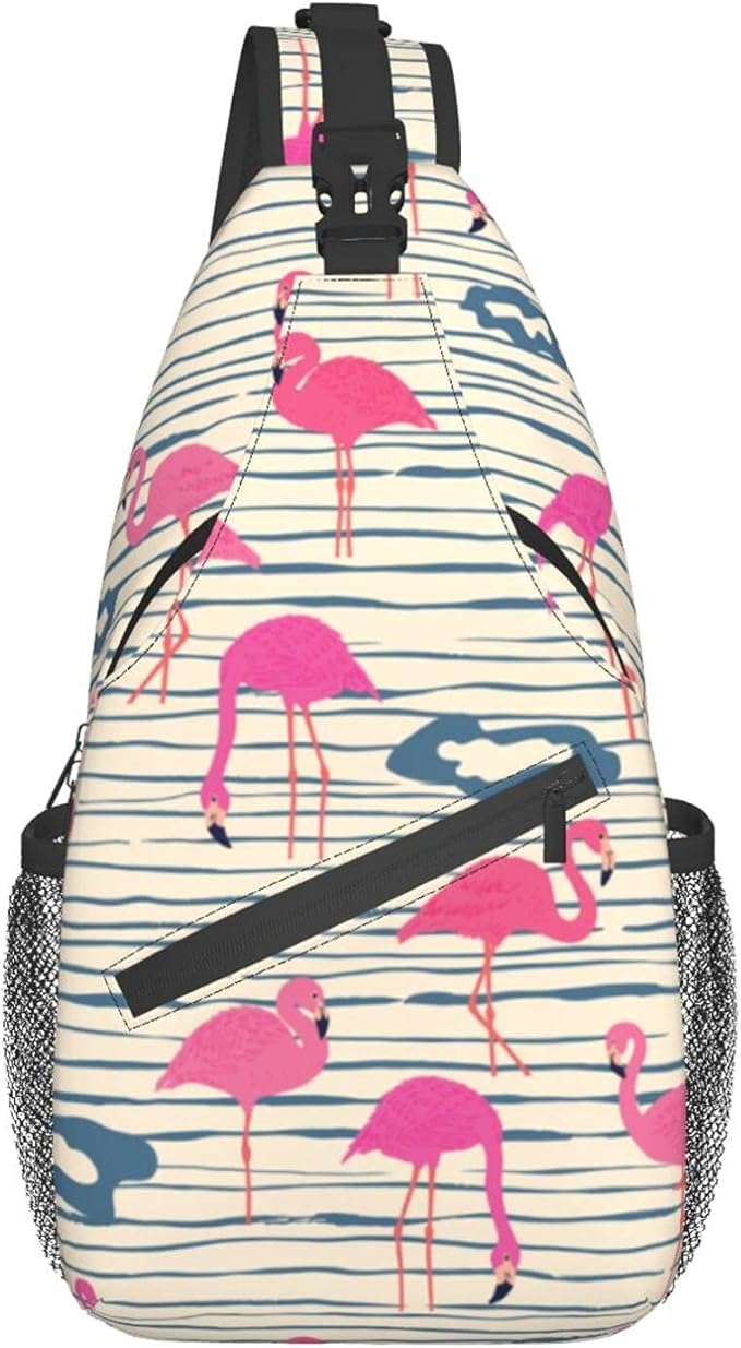 Cross Chest Bag Diagonally Sling Bag Daypack Flamingo Pattern Unisex