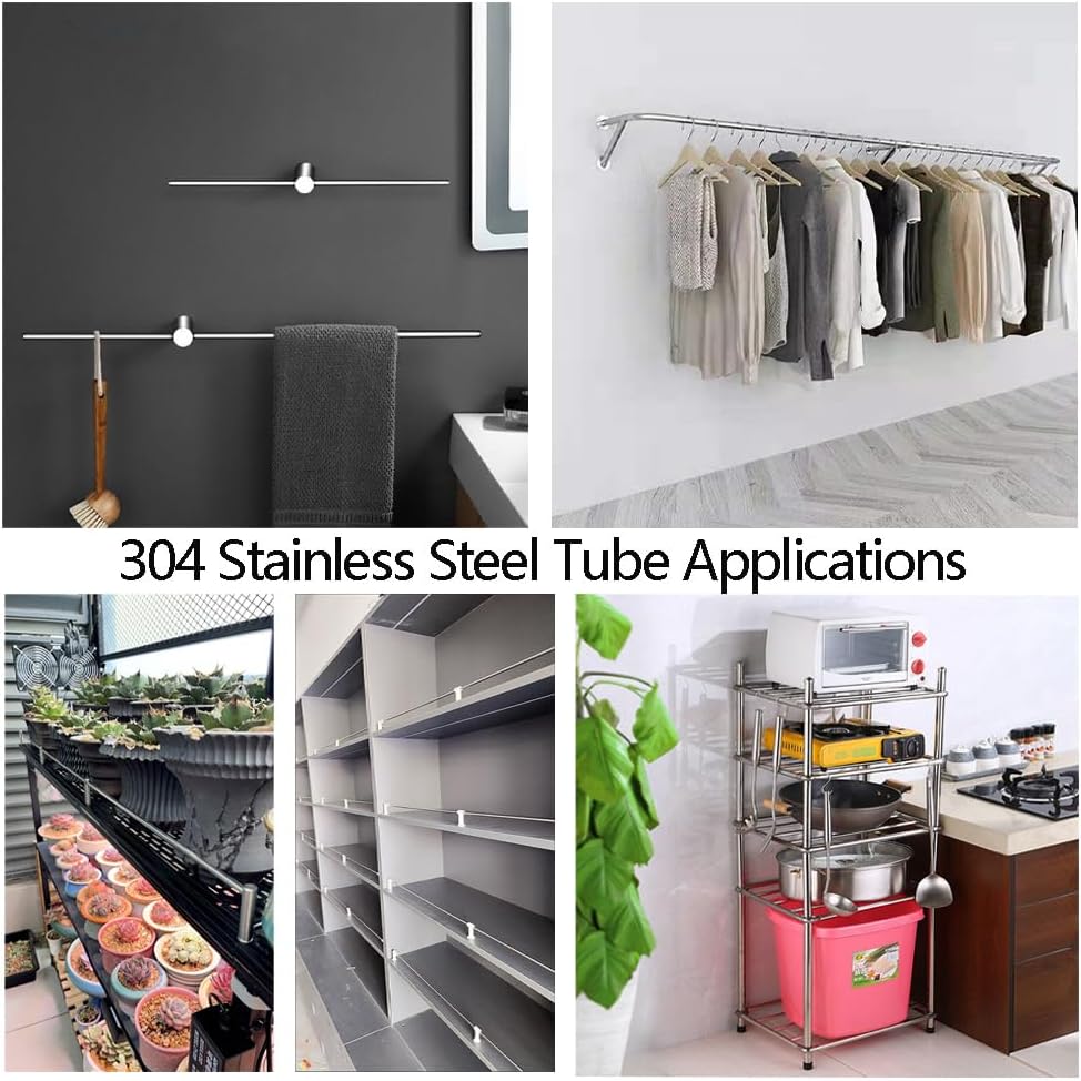 2 Pcs 36" Length 304 Stainless Steel Tube,1" OD 1/16" Wall Thickness 304 Stainless Steel Pipe Weldable Tubing,Round Metal Pipe Industrial Straight Tube