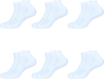 kaatru Mens Cotton Cushioned Breathable Performance Athletic Ankle Socks, Color - 6 White Comfortable Sports Fit, Moisture-Wicking, Pack of 6, Size - 10 to 13